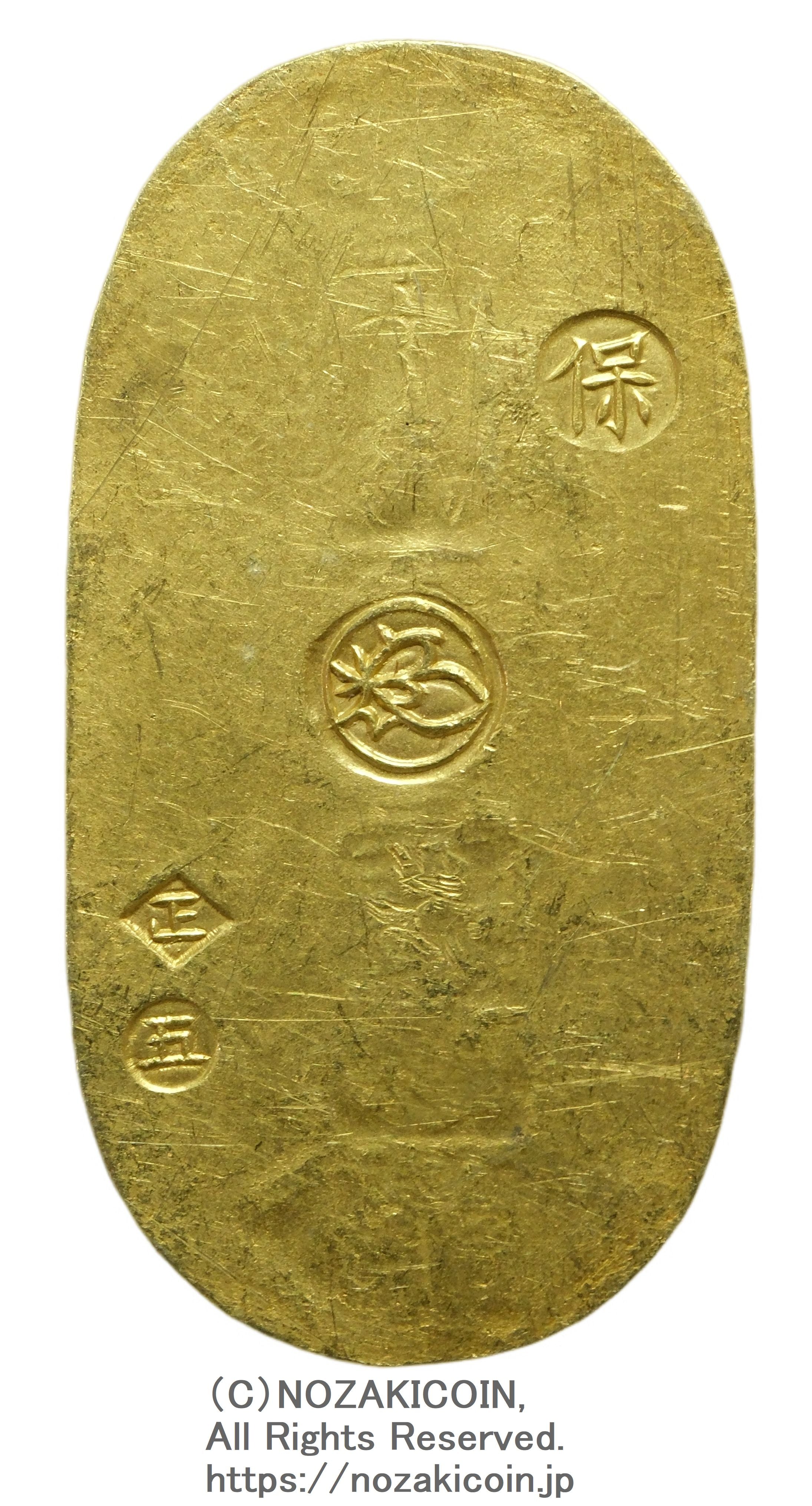 天保小判金 背刻印 正五 鑑定書付 214 – 野崎コイン