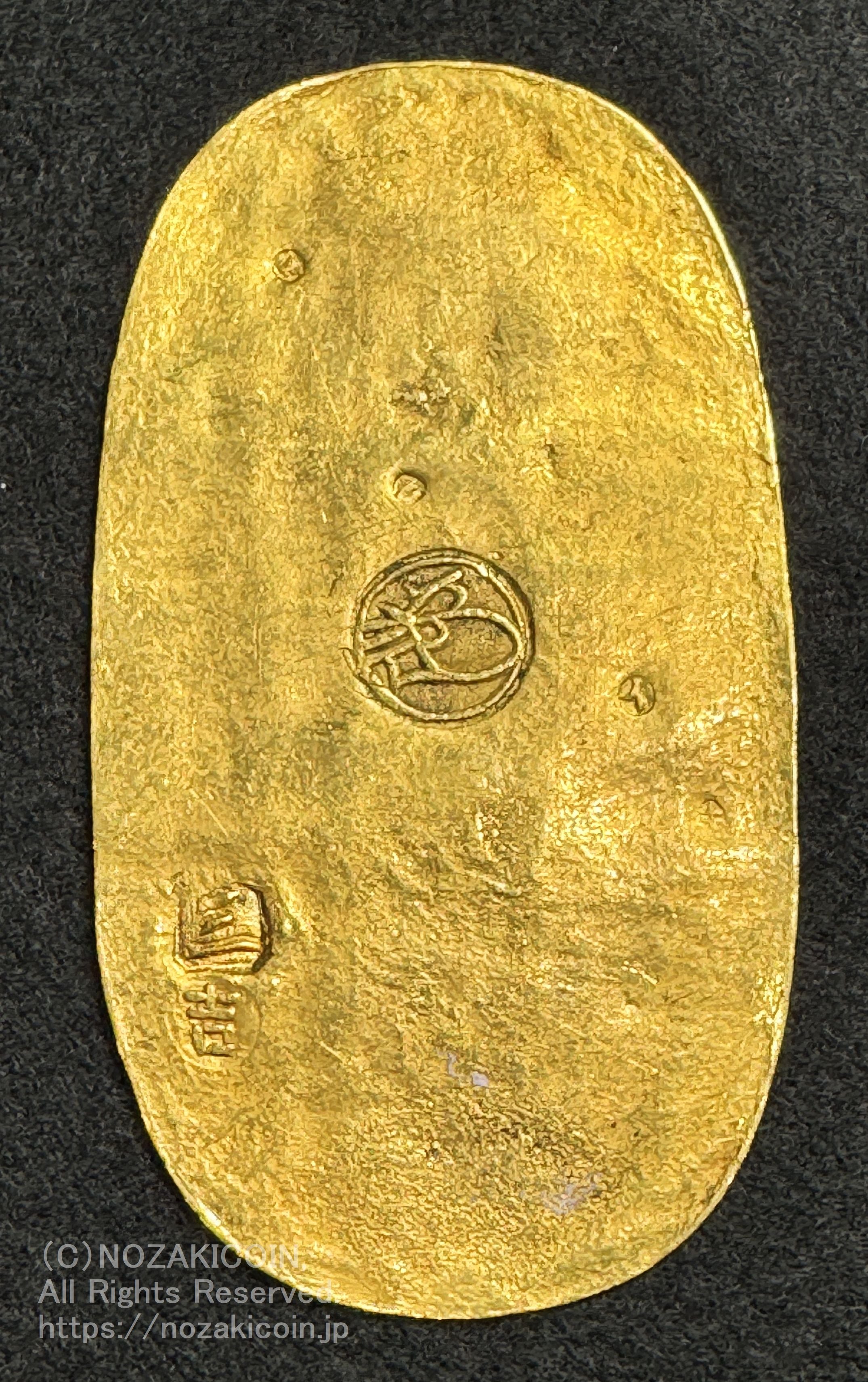 元文小判金 背：三吉 元文元年～文政元年（1736～1818） 美