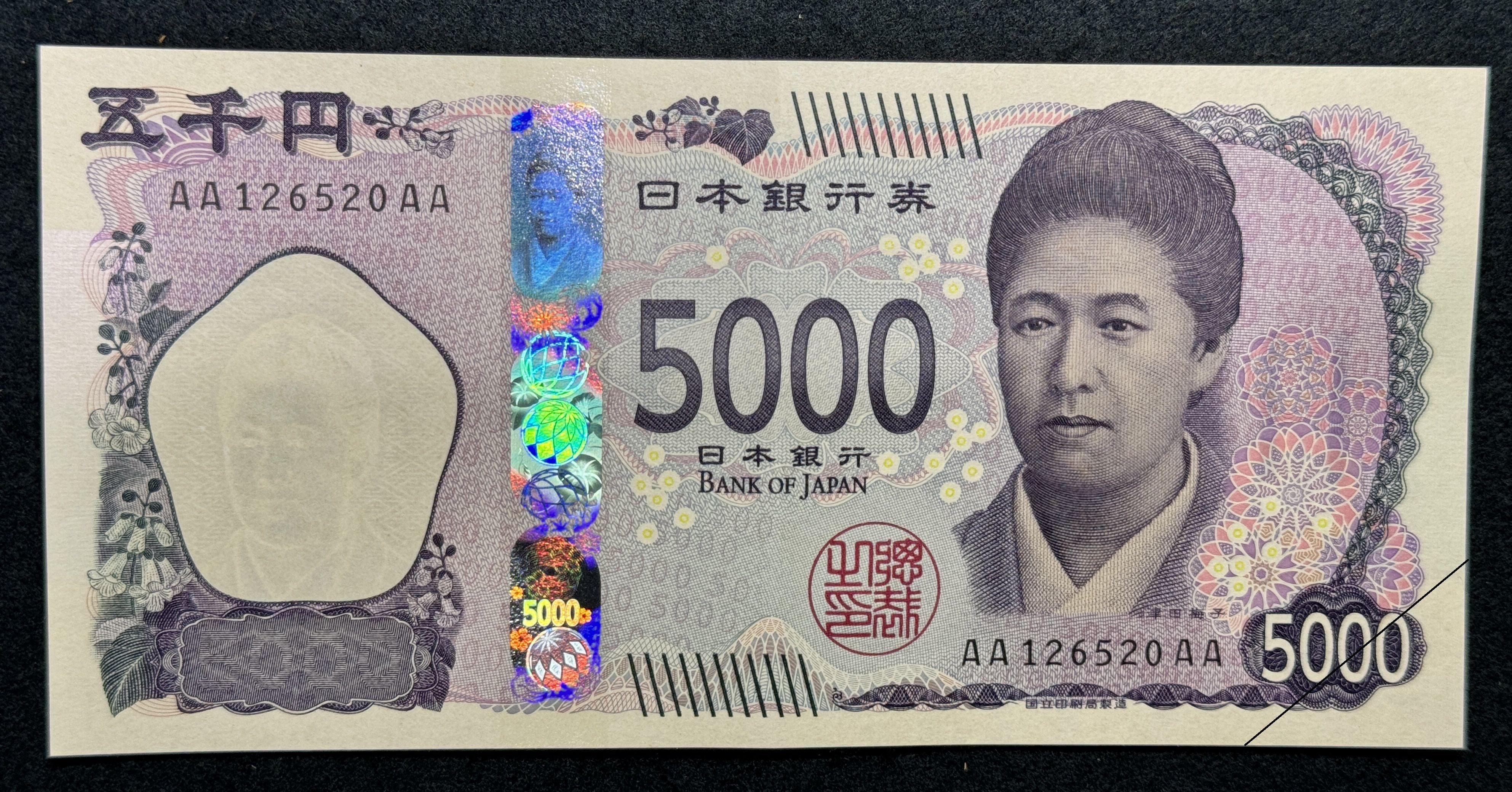 津田梅子 5000円札 国立印刷局 AA126520AA 美品 – 野崎コイン