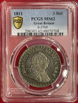 イギリス 3シリング銀貨トークン  1811年 イングランド銀行 ジョージ3世 PCGS MS62