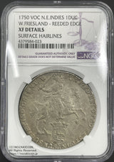 オランダ VOC東インド会社 オランダ領東インド 1ドュカトン銀貨 1750年 NGC XF Details