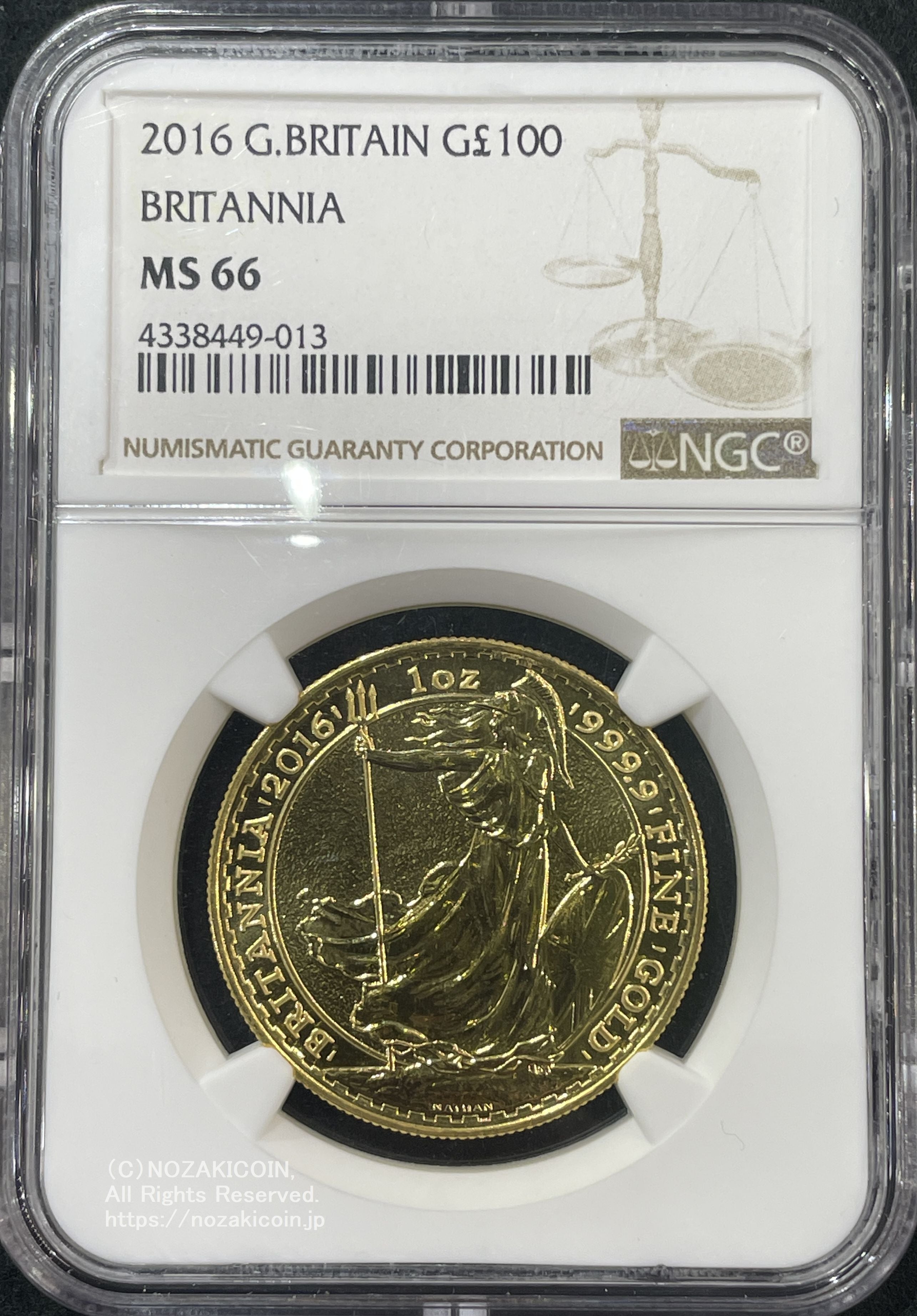 イギリス ブリタニア金貨 2016 100ポンド NGC MS66 – 野崎コイン