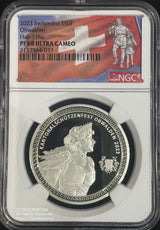 2023年発行スイス射撃祭オプワルデン50フラン銀貨です。NGC68評価。