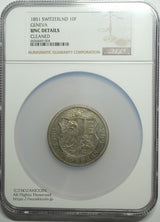 10フラン 1851年
ジュネーブ
NGC UNC DETAILS CLEANED