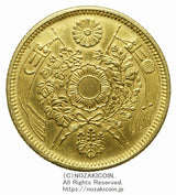 明治6年 1873年 旧五円金貨 縮小 発行枚数 3,148,925枚 直径 21.82mm 品位 金900 / 銅100 量目8.33g 鑑定書付(令和8年3月17日発行)