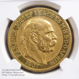 ハンガリー 100コロナ金貨 1907年 フランツ・ヨーゼフ 戴冠40年記念 NGC AU DETAILS