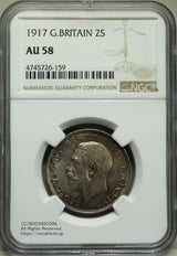 イギリス フローリン銀貨 1917年 ジョージ5世 NGC AU58