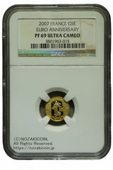フランス ユーロ5周年記念 5ユーロ金貨 2007 NGC PF69 ULTRA CAMEO