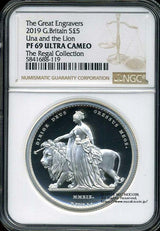 イギリス 5ポンド銀貨 2019年 ウナとライオン NGC PF69 ULTRA CAMEO - 野崎コイン
