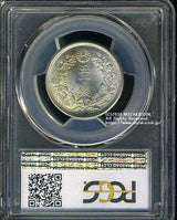 旭日50銭銀貨は直径27.27mm 品位 銀800 / 銅200 量目10.13gです。 旭日五十銭銀貨 大正6年(1917) 発行枚数9,963,232枚。 PCGSスラブMS64