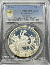 スイス 射撃祭 50フラン銀貨 1996 Sempach PCGS PR68 DCAM - 野崎コイン
