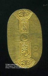 万延小判は万延元年~慶応3年(1860~1867)まで鋳造されました。 品位は金574 / 銀426 量目3.3g です。 小型なので雛小判とも呼ばれます。 こちらの商品は裏刻印が大吉です。献上大吉小判です。