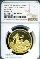 スイス 射撃祭 500フラン金貨 2017 Glarus NGC PF70 ULTRA CAMEO 002 - 野崎コイン