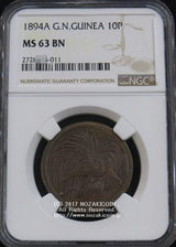 ドイツ領ニューギニア 10ペニヒ 1894年 NGC MS63BN - 野崎コイン