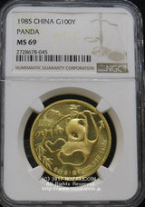 中国 パンダ金貨 1985年 100元 未使用 NGC MS69 - 野崎コイン