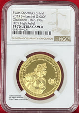 スイス 射撃祭 1000フラン金貨 2023 Obwalden Ultra High Relief NGC PF70 ULTRA CAMEO 005 - 野崎コイン