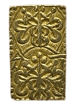 天保一分金(天保一分判金)は天保8年~安政5年(1837~1858)に鋳造されました。  品位は金568 / 銀 432 量目は2.80gです。  保字一分とも呼ばれています。