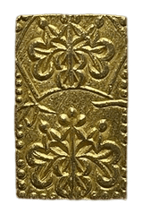 天保一分金(天保一分判金)は天保8年~安政5年(1837~1858)に鋳造されました。  品位は金568 / 銀 432 量目は2.80gです。  保字一分とも呼ばれています。