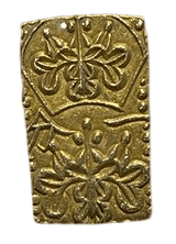 天保一分金(天保一分判金)は天保8年~安政5年(1837~1858)に鋳造されました。  品位は金568 / 銀 432 量目は2.80gです。  保字一分とも呼ばれています。