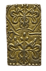 天保一分金(天保一分判金)は天保8年~安政5年(1837~1858)に鋳造されました。  品位は金568 / 銀 432 量目は2.80gです。  保字一分とも呼ばれています。