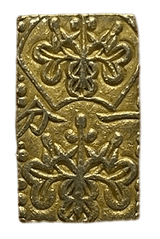 天保一分金(天保一分判金)は天保8年~安政5年(1837~1858)に鋳造されました。  品位は金568 / 銀 432 量目は2.80gです。  保字一分とも呼ばれています。