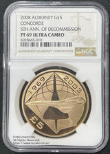 オルダニー 5ポンド金貨 プルーフ コンコルド退役5周年 2008年 NGC PF69 DCAM ULTRA CAMEO - 野崎コイン