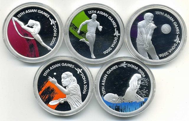 カタール アジア大会2006年ドーハ 公式記念貨銀貨セット – 野崎コイン