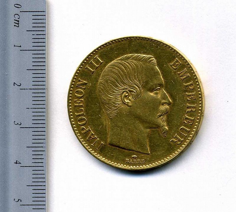 France Napoleon III uncrowned 100 franc gold coin 1859