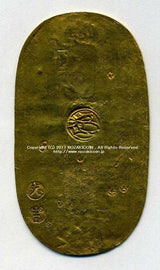 享保小判は正徳4年~元文元年(1714~1736)まで鋳造されました。 品位は金861 / 銀139 量目17.78g です。 座人印・棟梁印が大吉。偶然大吉小判です。 鑑定書・桐箱付き。