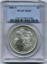 アメリカ 1ドル銀貨 モルガン 1881-S PCGS MS67 - 野崎コイン