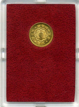 新5円金貨 明治45年(1912) 発行枚数 59,880枚 直径 16.96mm 品位 金900 / 銅100 量目4.17g 化粧箱にはダメージがあります。 オークションのビニール袋無し
