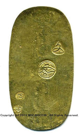 文政小判は文政2年~文政11年(1819~1828)に鋳造されました。  品位は金559 / 銀441 量目13.07g。  裏の極印が草書体の文の字なので、草文小判ともいいます。    鑑定書・桐箱付き。