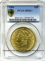 アメリカ 20ドル金貨 リバティヘッド 1904年 未使用 PCGS MS62+ - 野崎コイン