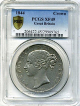 イギリス ヴィクトリア クラウン銀貨 ヤングヘッド1844年 PCGS XF45 - 野崎コイン