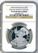 スイス 射撃祭 50フラン銀貨 1998 Schwyz NGC PF69 ULTRA CAMEO - 野崎コイン