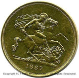 イギリス ヴィクトリア女王 ジュビリー 5ポンド金貨 1887年 極美 - 野崎コイン
