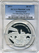 スイス 射撃祭 50フラン銀貨 2011 Uri PCGS PR69 DCAM - 野崎コイン