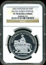 スイス 射撃祭 50フラン銀貨 2002 Zurich NGC PF70 ULTRA CAMEO - 野崎コイン