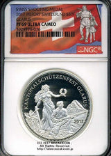 スイス 射撃祭 50フラン銀貨 2017 Piefort Glarus NGC PF69 ULTRA CAMEO - 野崎コイン
