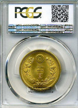 新20円 明治30年(1897) 発行枚数 1,861,000枚 直径 28.78mm 品位 金900 / 銅100 量目16.67g PCGS評価MS64+