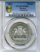 ドイツ テーラー 1863年 ブレーメン 未使用 PCGS MS63 - 野崎コイン