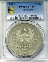 ドイツ 2テーラー 1855年 フランクフルト 極美 PCGS AU55 - 野崎コイン