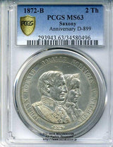 ドイツ 2テーラー 1872年B ザクセン 未使用 PCGS MS63 - 野崎コイン
