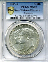 ドイツ 5マルク 1903年A ザクセン=ワイマール=アイゼナハ 未使用 PCGS MS62 - 野崎コイン