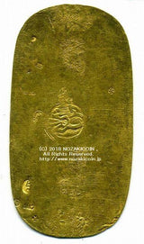 慶長小判は慶長6年~元禄8年(1601~1695)に鋳造されました。  品位は金857 / 銀143 量目17.73g。  江戸期最初の小判で、江戸座・京座・駿河座の三座で鋳造されました。  鑑定書・桐箱付き