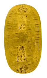 享保小判は正徳4年~元文元年(1714~1736)まで鋳造されました。  品位は金861 / 銀139 量目17.78g です。  鑑定書・桐箱付き。