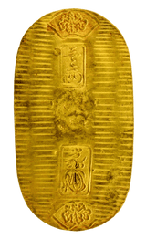 慶長小判は慶長6年~元禄8年(1601~1695)に鋳造されました。  品位は金857 / 銀143 量目17.73g。  江戸期最初の小判で、江戸座・京座・駿河座の三座で鋳造されました。  鑑定書・桐箱付き