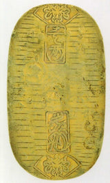 元文小判は元文元年~文政元年(1736~1818)まで鋳造されました。 背に真書体の文の字の刻印があり真文小判とも呼ばれています。 馬神は縁起の良い七福小判です。 品位は金653 / 銀347 量目13.00g です。 鑑定書・桐箱付き。