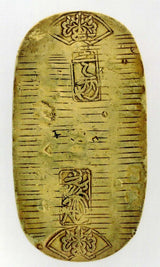 元文小判は元文元年~文政元年(1736~1818)まで鋳造されました。 背に真書体の文の字の刻印があり真文小判とも呼ばれています。 馬神は縁起の良い七福小判です。 品位は金653 / 銀347 量目13.00g です。 鑑定書・桐箱付き。