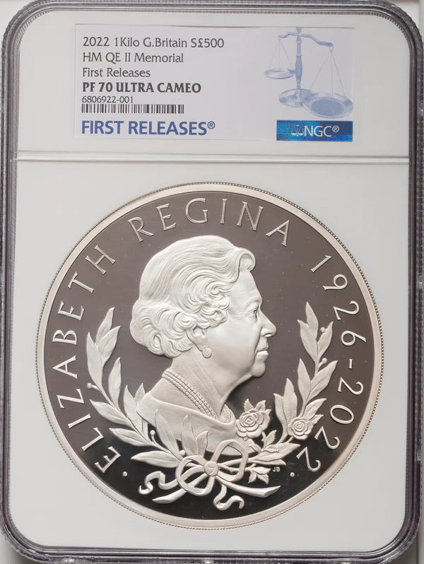 イギリス500ポンド銀貨1KG2022年エリザベス女王記念追加しました